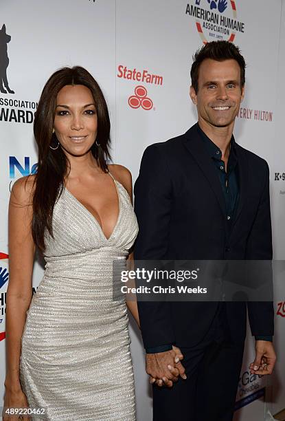 Actor Cameron Mathison and Vanessa Arevalo attend the American Humane Association's 5th Annual Hero Dog Awards 2015 at The Beverly Hilton Hotel on...