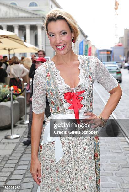 Kim Heinzelmann during the 'Fruehstueck bei Tiffany' at Tiffany Store ahead of the Oktoberfest 2015 on September 19, 2015 in Munich, Germany.