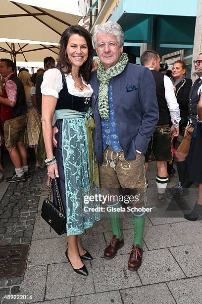 Marcel Reif and his wife Dr. Marion Kiechle during the 'Fruehstueck bei Tiffany' at Tiffany Store ahead of the Oktoberfest 2015 on September 19, 2015...