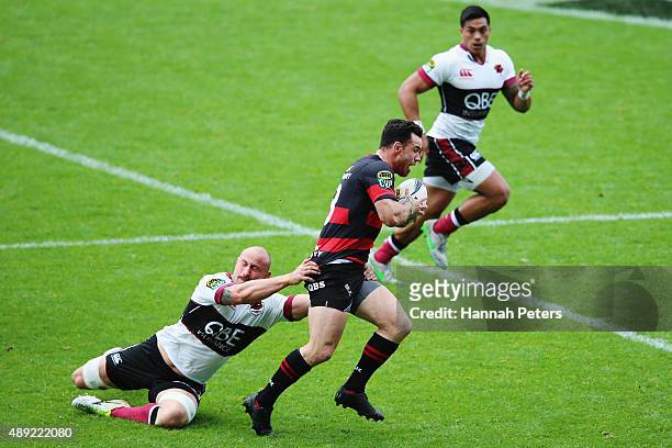 Ryan Crotty of Canterbury makes a break during the round six ITM Cup match between North Harbour and Canterbury at QBE Stadium on September 20, 2015...