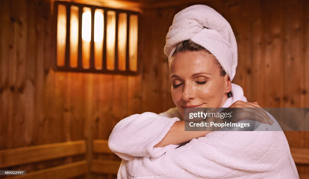 Feeling serene in the sauna