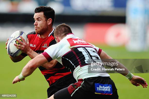 Ryan Crotty of Canterbury makes a break during the round six ITM Cup match between North Harbour and Canterbury at QBE Stadium on September 20, 2015...