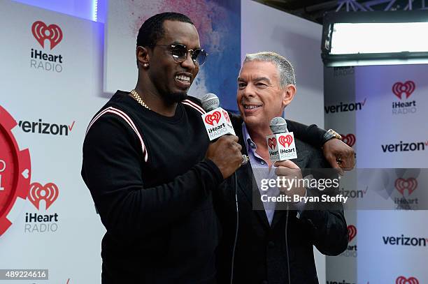 Rapper Sean 'Diddy' Combs and radio personality Elvis Duran attend the 2015 iHeartRadio Music Festival at MGM Grand Garden Arena on September 19,...