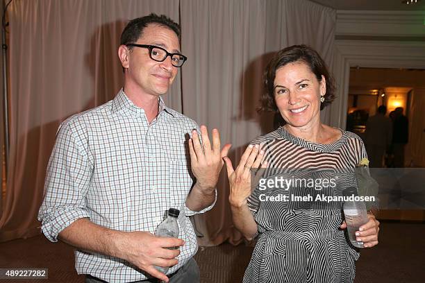 Actor Joshua Malina and costume designer Melissa Merwin attend EXTRA's "WEEKEND OF | LOUNGE" produced by On 3 Productions at The London West...