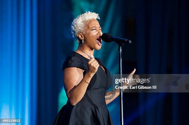 Soul Singer Chrisette Michele performs at the Phoenix Awards Dinner for the 45th Annual Legislative Black Caucus Foundation Conference at Walter E....