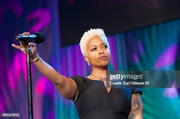 Soul Singer Chrisette Michele performs at the Phoenix Awards Dinner for the 45th Annual Legislative Black Caucus Foundation Conference at Walter E....