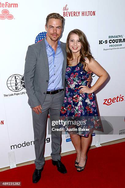 Dancer Derek Hough and Actress Bindi Irwin attend the 5th Annual American Humane Association Hero Dog Awards at The Beverly Hilton Hotel on September...