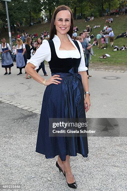 Nikita Stromberg during the Oktoberfest 2015 Opening at Hofbraeu beer tent at Theresienwiese on September 19, 2015 in Munich, Germany.