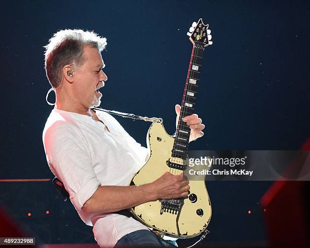 Eddie Van Halen of Van Halen performs at Music Midtown at Piedmont Park on September 19, 2015 in Atlanta, Georgia.