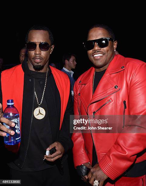 Rappers Sean 'Puff Daddy' Combs and Mase attend the 2015 iHeartRadio Music Festival at MGM Grand Garden Arena on September 19, 2015 in Las Vegas,...