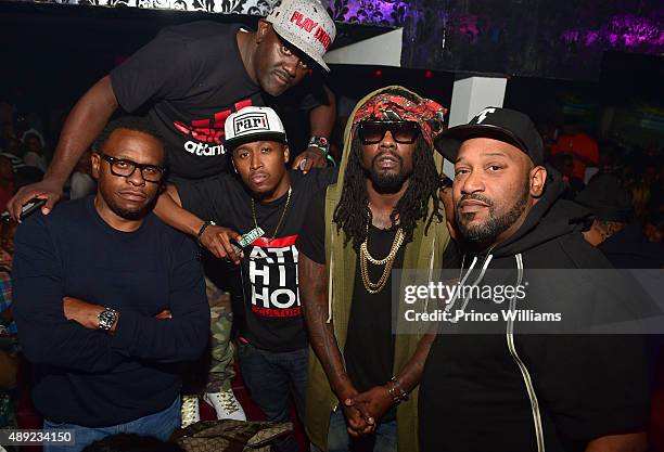 Scarface, Ferrari Simmons, Greg Street, Wale and Bun B attend 2 Chainz Birthday Celebration at Compound on September 14, 2015 in Atlanta, Georgia.
