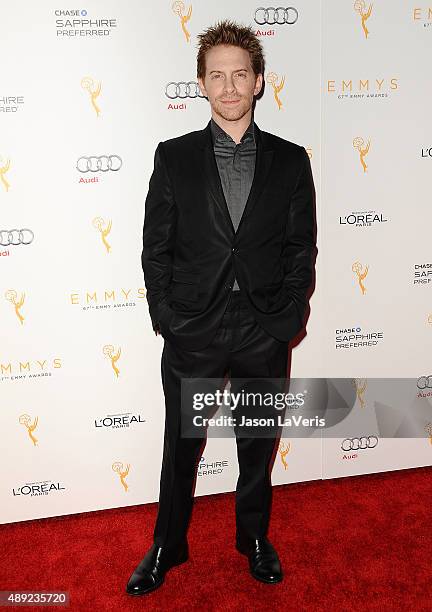 Actor Seth Green attends the Television Academy's celebration for the 67th Emmy Award nominees for outstanding performances at Pacific Design Center...