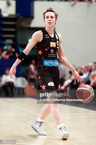 Celine Dumerc of Bourges Basket is looking to pass the ball during the game between ESB Villeneuve d'Ascq and Bourges Basket at Stade Pierre de...