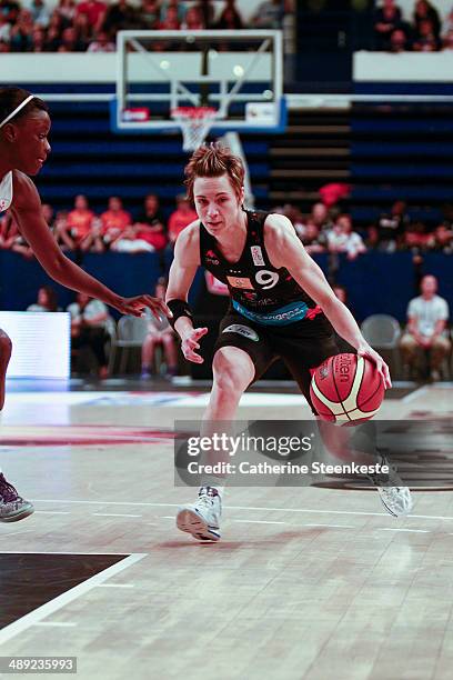 Celine Dumerc of Bourges Basket in action during the game between ESB Villeneuve d'Ascq and Bourges Basket at Stade Pierre de Coubertin on May 10,...