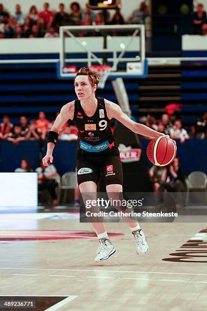 Celine Dumerc of Bourges Basket in action during the game between ESB Villeneuve d'Ascq and Bourges Basket at Stade Pierre de Coubertin on May 10,...