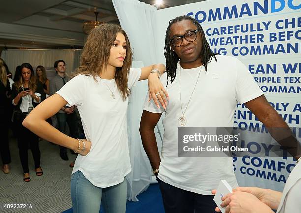Actress/singer Zendaya and Kazembe Ajamu Coleman attend Cottonelle Dares Celebrities to Go Commando at EXTRA's "WEEKEND OF | LOUNGE" produced by On...