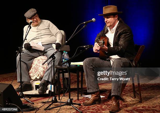 Mac Wiseman performs during the Mac Wiseman Program at Country Music Hall of Fame and Museum on September 19, 2015 in Nashville, Tennessee.