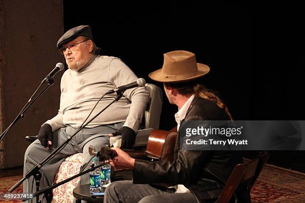 Mac Wiseman performs during the Mac Wiseman Program at Country Music Hall of Fame and Museum on September 19, 2015 in Nashville, Tennessee.