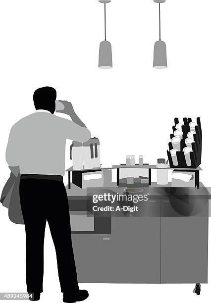 stockillustraties, clipart, cartoons en iconen met fixing my coffee - waiting room