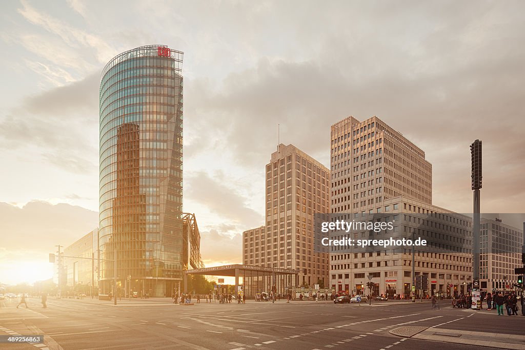 Berlin Potsdamer Platz with sunbeam