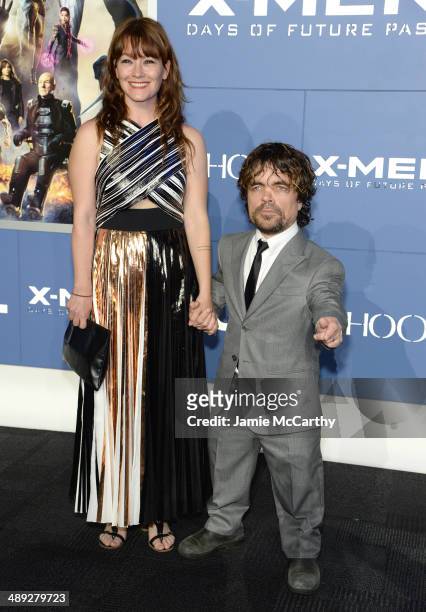 Director Erica Schmidt and Actor Peter Dinklage attends the "X-Men: Days Of Future Past" world premiere at Jacob Javits Center on May 10, 2014 in New...