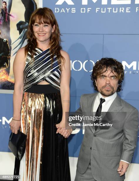 Director Erica Schmidt and Actor Peter Dinklage attends the "X-Men: Days Of Future Past" world premiere at Jacob Javits Center on May 10, 2014 in New...