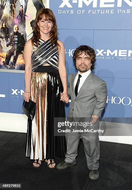 Director Erica Schmidt and Actor Peter Dinklage attends the "X-Men: Days Of Future Past" world premiere at Jacob Javits Center on May 10, 2014 in New...