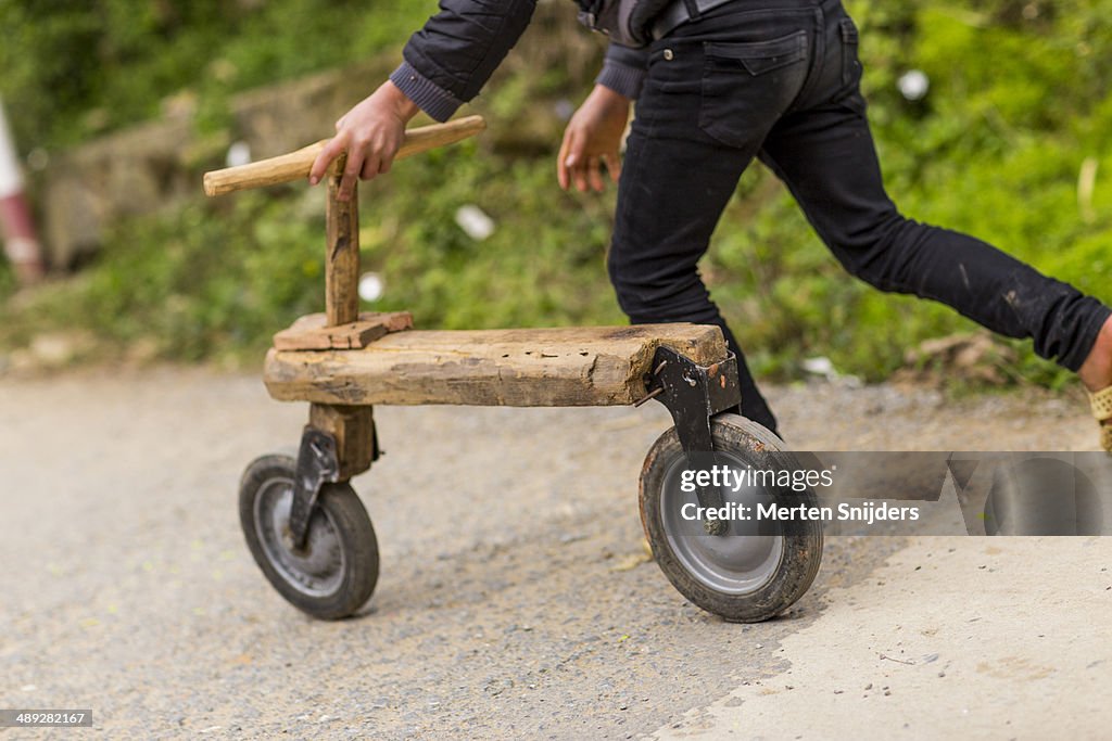 Improvised bicycle step for riding