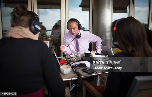 Leader of the Liberal Democrats Tim Farron speaks to media on the second day of the Liberal Democrats annual conference on September 20, 2015 in...