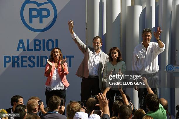 Spanish Prime Minister and PP leader Mariano Rajoy , PP candidate for the upcoming Catalan regional election Xavier Garcia Albiol , PP vice-secretary...