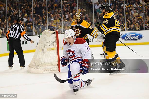Brendan Gallagher of the Montreal Canadiens celebrates a goal against the Boston Bruins in Game Five of the Second Round of the 2014 Stanley Cup...