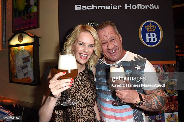 Model Monika Ivancan and Hugo Bachmaier attend 9 Years Anniversary Bachmaier Hofbraeu at Bachmaier Hofbraeu on May 10, 2014 in Munich, Germany.