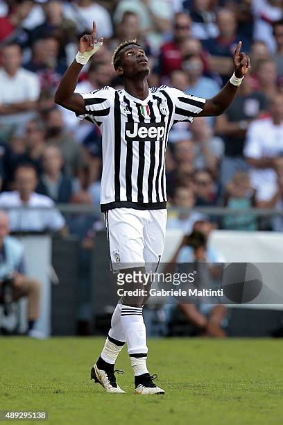 Paul Pogba of Juventus FC celebrates after scoring a goal during the Serie A match between Genoa CFC and Juventus FC at Stadio Luigi Ferraris on...