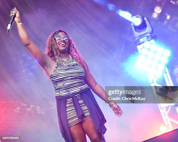 Gangsta Boo performs with Run The Jewels at Music Midtown at Piedmont Park on September 19, 2015 in Atlanta, Georgia.