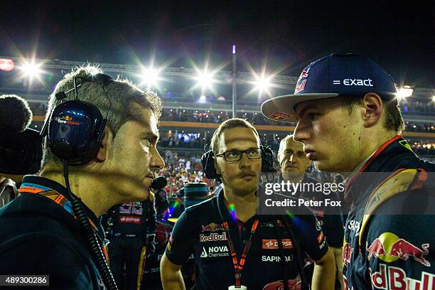 Max Verstappen of Scuderia Toro Rosso and The Netherlands during the Formula One Grand Prix of Singapore at Marina Bay Street Circuit on September...