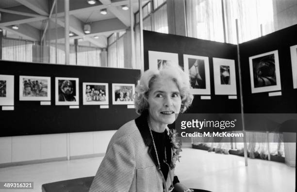 American photographer Margaret Bourke-White attending an exhibition, April 20th 1964.