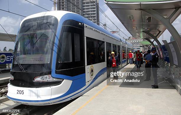 Addis Ababa light rail officially begins its service on September 20, 2015 in Addis Ababa, Ethiopia.