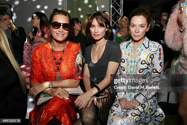 Yasmin Le Bon, Sheherazade Goldsmith and Anna Friel attend the Temperley London Spring/ Summer 2016 London Fashion Week Show at One Marylebone on...