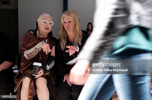 Vivienne Westwood attends the Vivienne Westwood show during London Fashion Week Spring/Summer 2016/17 on September 20, 2015 in London, England.