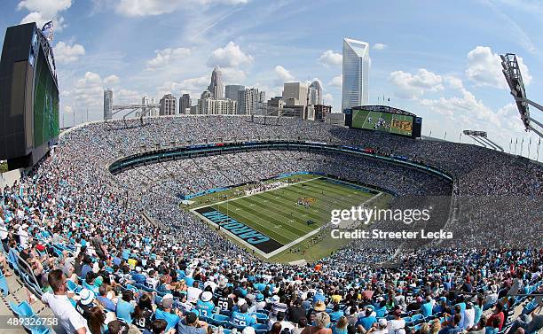 General view of the Carolina Panthers game versus the Houston Texans at Bank of America Stadium on September 20, 2015 in Charlotte, North Carolina.