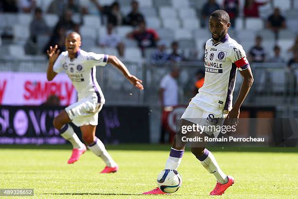 Jean Daniel Akpa Akpro for Toulouse FC during the French Ligue 1 game between FC Girondins de Bordeaux and Toulouse FC at Matmut Stadium on September...