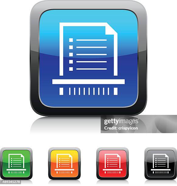 document icon on color buttons. - style series - paper shredder white background stock illustrations