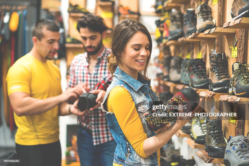 People in shoe store