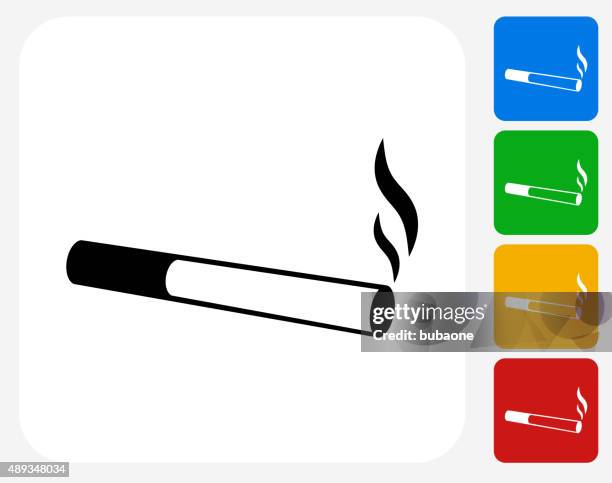 cigarette smoking icon flat graphic design - unhealthy living stock illustrations