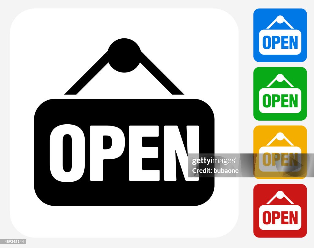 Open Sign Icon Flat Graphic Design