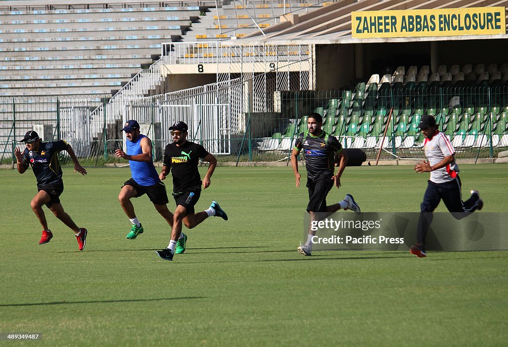 Pakistan cricket team players working hard at physical...