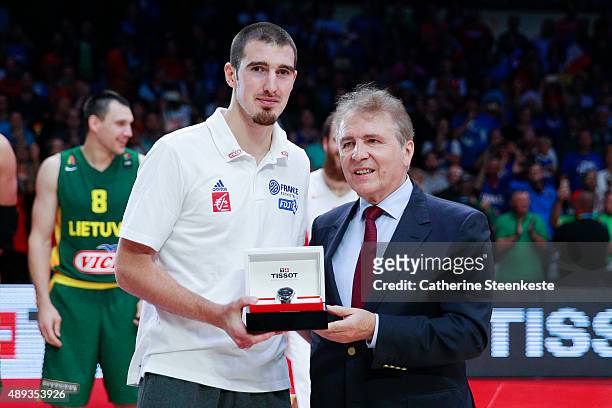 Nando De Colo of France is one of the Tissot All Star 5 of the EuroBasket event at Stade Pierre Mauroy on September 20, 2015 in Villeneuve d'Ascq,...