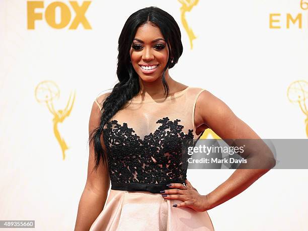 Personality Porsha Williams attends the 67th Annual Primetime Emmy Awards at Microsoft Theater on September 20, 2015 in Los Angeles, California.