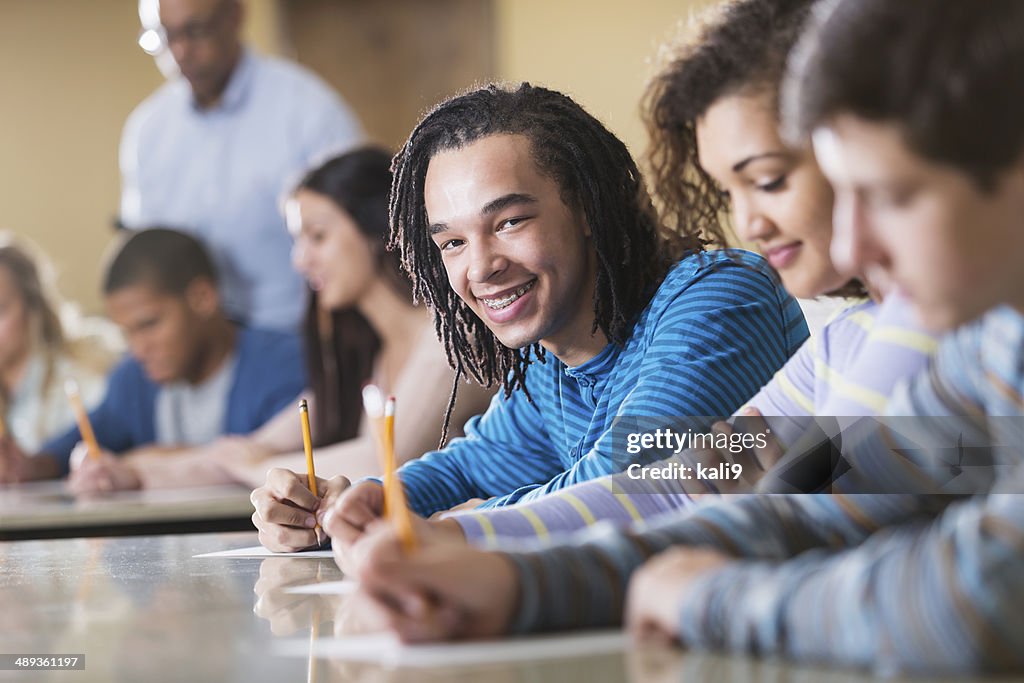 Students taking exam