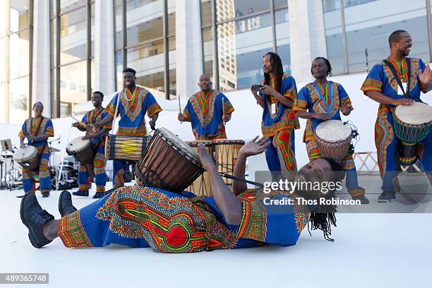 Bolo Bolo Blauweh perform during Shinnyo Lantern Floating for Peace Ceremony at Lincoln Center for the Performing Arts on September 20, 2015 in New...